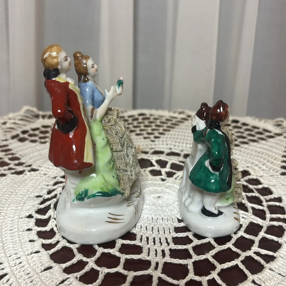 Grafenthal Figurines Vintage JAPAN Courting Couple Porcelain Dresden Lace White